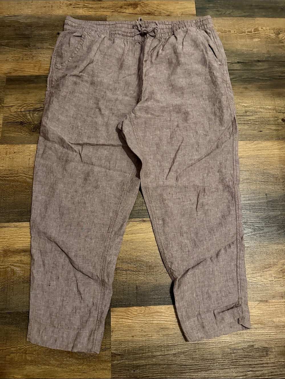 L.L. Bean Light Brown Women’s 100% Linen Drawstring Pants